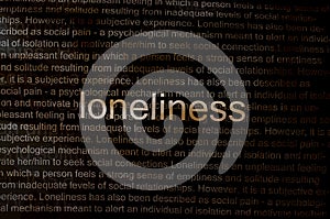 Typed text Loneliness on paper