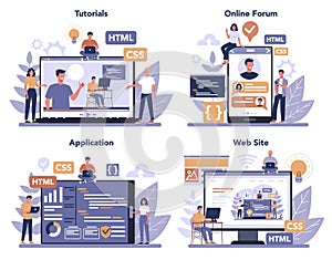 Typersetter concept online service or platform set. Website