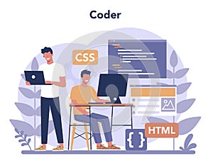 Typersetter concept. Website constructing. Process of creating website