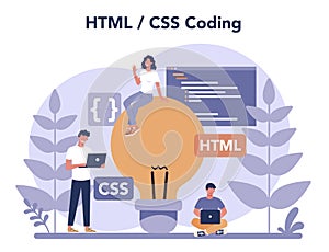 Typersetter concept. Website constructing. Process of creating website