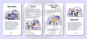 Typersetter mobile application banner set. Website constructing.