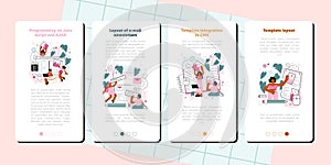 Typersetter mobile application banner set. Website constructing.