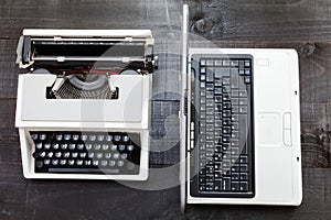 Typerwriter and laptop