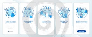 Types of anxiety disorders blue onboarding mobile app screen
