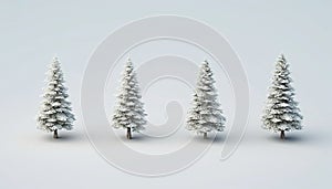 Types of Christmas Tree Mockup Closeup isolated. White background. Christmas Eve top view flat lay. Winter traditional holidays.