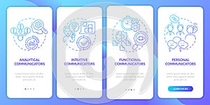 Types of communicators blue gradient onboarding mobile app screen