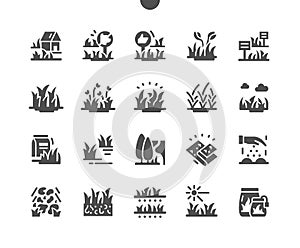 Types Garden grass Well-crafted Pixel Perfect Vector Solid Icons