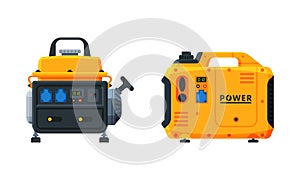 Types of Industrial Electrical Power Generator Vector Set