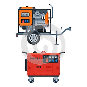 Types of Industrial Electrical Power Generator Vector Set