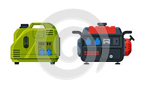 Types of Industrial Electrical Power Generator Vector Set