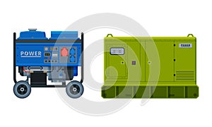 Types of Industrial Electrical Power Generator Vector Set