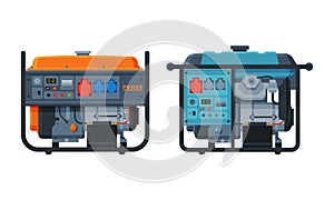 Types of Industrial Electrical Power Generator Vector Set