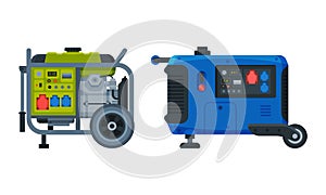 Types of Industrial Electrical Power Generator Vector Set