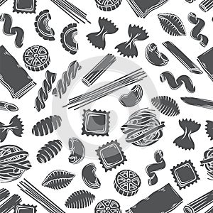 Types Italian pasta seamless pattern