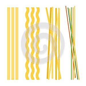 Types of long pasta flat icon vector isolated