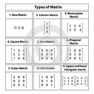 Types of matrix. vector illustration. on white backround