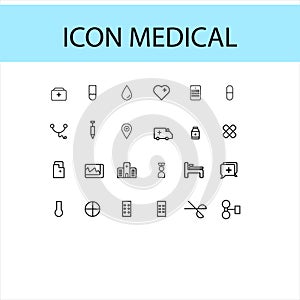 Types of medical line icons