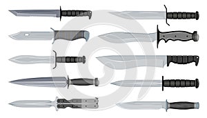 Types of Military Knives. Typical Hunter Knives. Blade Types. American Tanto. Steel Arms.