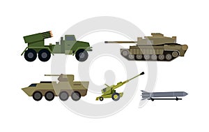 Types of Modern Armament Flat Vector Set photo