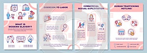 Types of modern slavery and exploitation brochure template