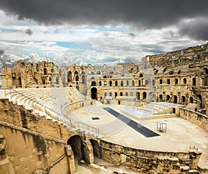 Types of Roman amphitheatre in the city of El JEM in Tunisia