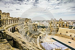 Types of Roman amphitheatre in the city of El JEM in Tunisia