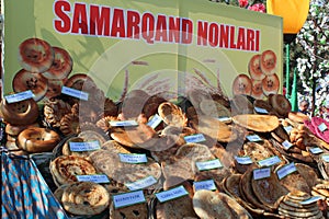 Types of Samarkand bread exhibition in the park Nowruz Navruz
