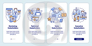 Types of stakeholders onboarding mobile app screen