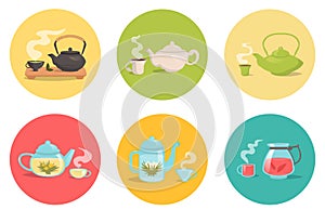 Types of tea. Vector isolated illustration