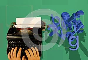 Typewriter and 3d letters