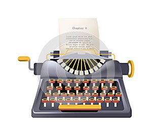 Typewriter with buttons for inputting text, print