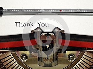 Typewriter Close Up with Thank You Word