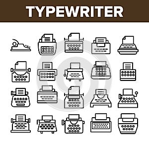 Typewriter Collection Elements Icons Set Vector