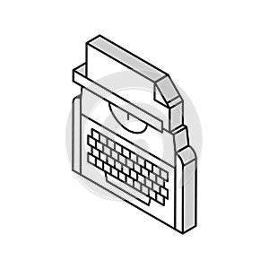 typewriter equipment isometric icon vector illustration