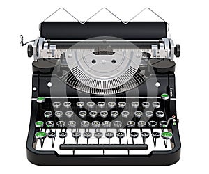 Typewriter front view, 3D rendering