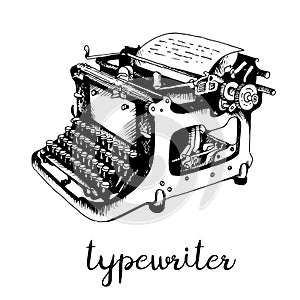 Typewriter hand drawn sketch