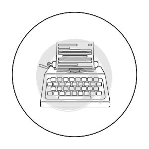 Typewriter icon in outline style isolated on white. Films and cinema symbol.