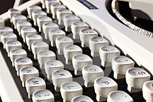 Typewriter keyboard seen in perspective. photo