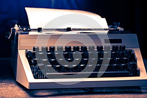 Typewriter with latin alphabet in toning