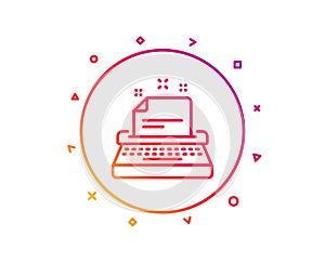 Typewriter line icon. Documentation sign. Vector