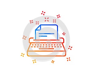 Typewriter line icon. Documentation sign. Vector