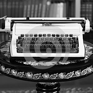 Typewriter on the old table