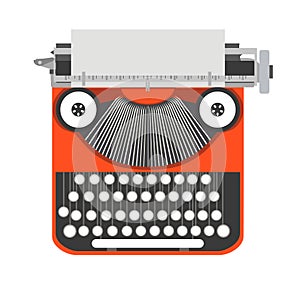 Typewriter old, vintage vector writer illustration. Retro type