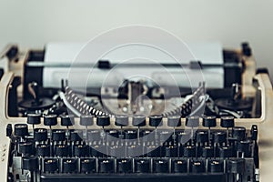 Typewriter With Paper Sheet, Close-up. Writer Book Concept