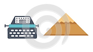 Typewriter and Pyramid Icon, Historical Documentation, Ancient Knowledge, vector design Generative AI