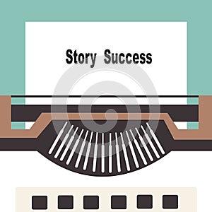 Typewriter with share your story success text