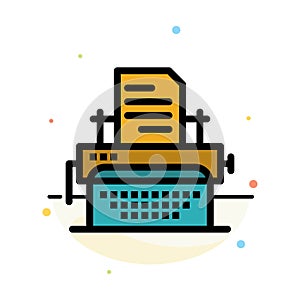 Typewriter, Typing, Document, Publish Abstract Flat Color Icon Template