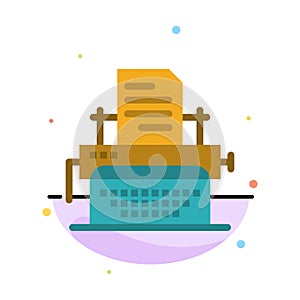 Typewriter, Typing, Document, Publish Abstract Flat Color Icon Template