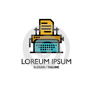 Typewriter, Typing, Document, Publish Business Logo Template. Flat Color