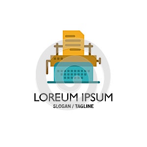 Typewriter, Typing, Document, Publish Business Logo Template. Flat Color